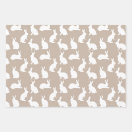 Beige And White Bunny Pattern Modern Easter Geschenkpapier Set