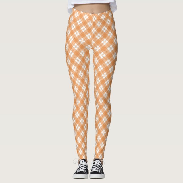 Beige and white checkered leggings displayed  (Vorderseite)
