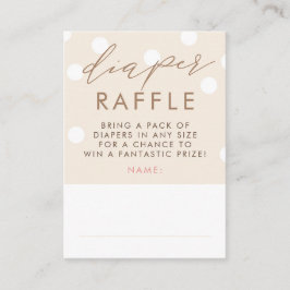 Beige and White Diaper Raffle Baby Shower Tickets Begleitkarte