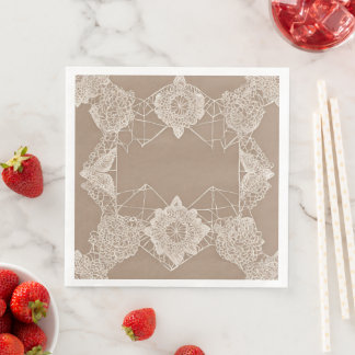 Beige and white patterns AI art Serviette