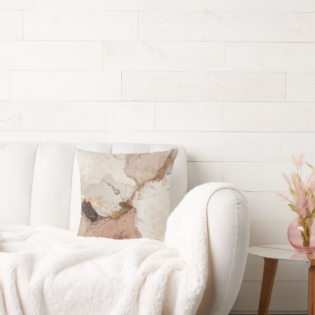 Beige and White Stone Marble Effect Kissen (Liege)