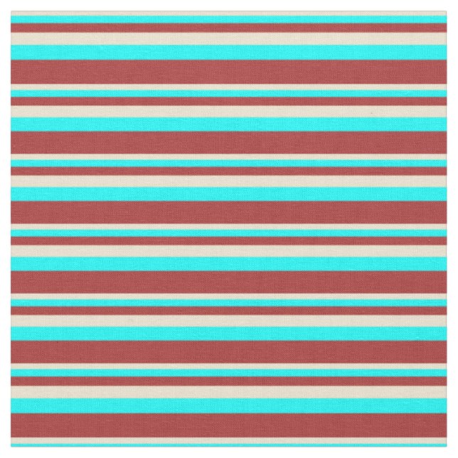Beige, Aqua und braune farbige Linien Stoff (Nahaufnahme)