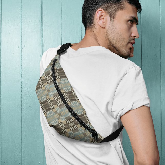 Beige Aquamarin Blue Green Taupe Brown Tribal Must Bauchtasche (Von Creator hochgeladen)