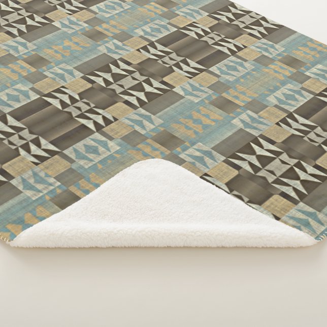 Beige Aquamarin Blue Green Taupe Brown Tribal Must Sherpadecke (3/4)