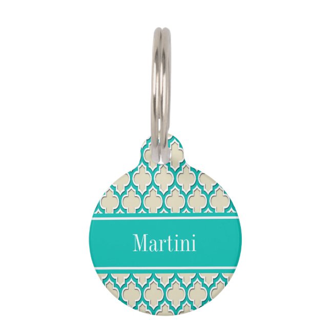 Beige Aquamarin, was marokkanisch #4DS Aquamarin N Haustiermarke (Vorderseite)