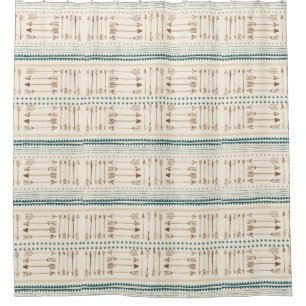 Beige aquamarines aztekische Stammes- Duschvorhang