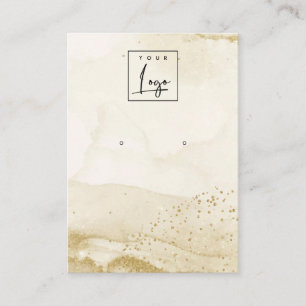 Beige Aquarellgoldfarben-Logo-Anzeige Visitenkarte