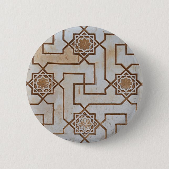Beige Arabesque Mosaikschaltfläche Button (Vorderseite)