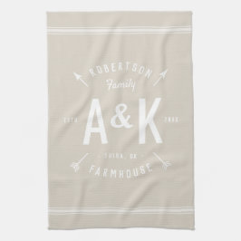 Beige Arrow Monogram | Editierbare Farben Geschirrtuch