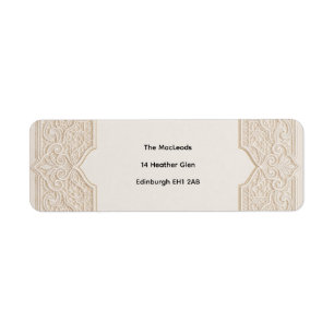 Beige Art Deco Hochzeit Retouradresse Etikett
