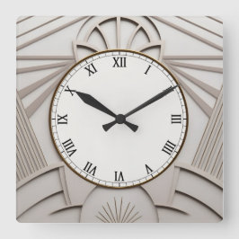 Beige Art Deco Uhr - Stilvolle Abstrakte Linien