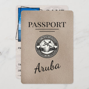 Beige Aruba Passport Save the Date