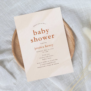 Beige Ästhetik Moderne Babydusche Einladung