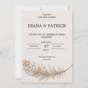 Beige ästhetische Hochzeitseinladung Einladung