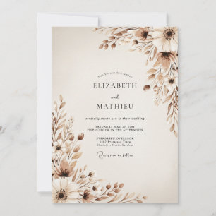 Beige Ätherische Botanische Hochzeit Einladung