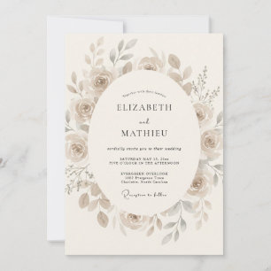 Beige Ätherische Romantische Hochzeit Einladung