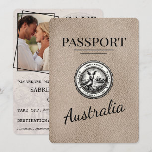 Beige Australien Reisepass Save The Date