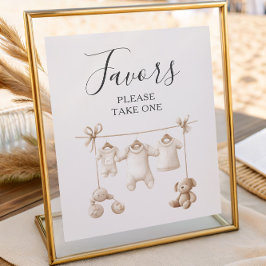 Beige Baby Clothes And Toys Baby Shower Favors Poster