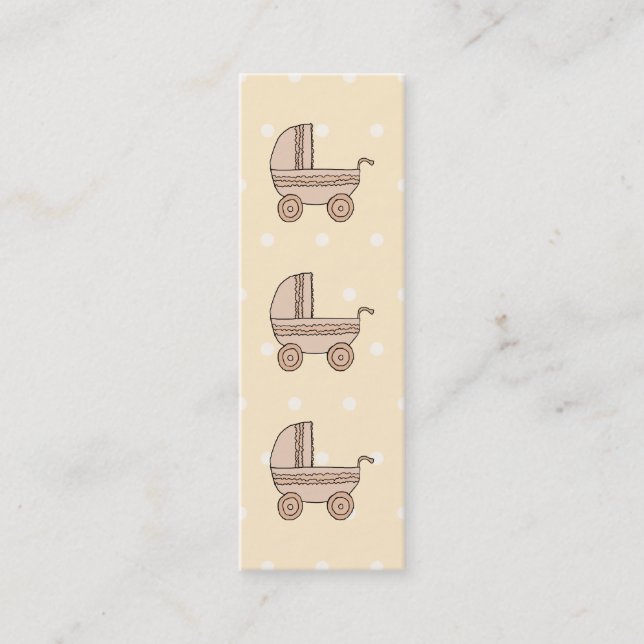 Beige BabyPram. Auf pickeligem Hintergrund Mini Visitenkarte (Vorderseite)