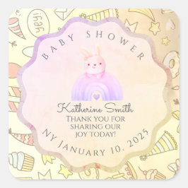 BEIGE babyshower Adorable cute Celebration Quadratischer Aufkleber