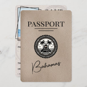 Beige Bahamas Passport Save the Date