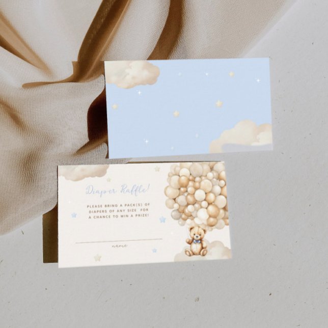 Beige Balloon Bear Diaper Raffle Baby Dusche Begleitkarte (Von Creator hochgeladen)