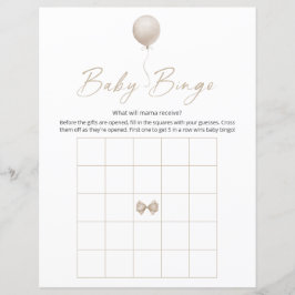 Beige Balloon Modern Baby Show Bingo Game