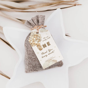 Beige Balloons Baby Teddy 1. Geburtstag Vielen Dan Geschenkanhänger