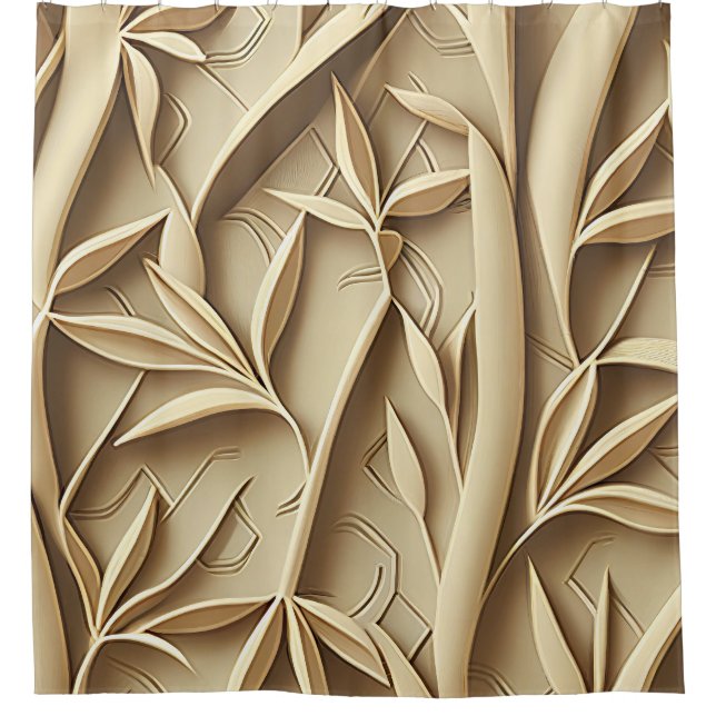 Beige Bambus Duschvorhang - Elegantes Design (Vorderseite)
