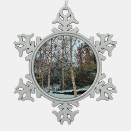 Beige Bäume Schneeflocken Zinn-Ornament