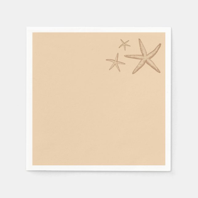 Beige Beach Themed Starfish Paper Napkins Serviette (Vorderseite)