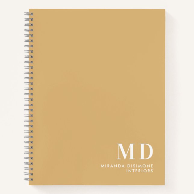 Beige berufliche Monogramm-Initialen Notizbuch (Vorderseite)