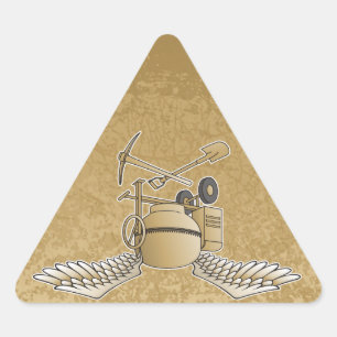 Beige Betonmischer Dreieckiger Aufkleber