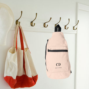 Beige Bezeichnung für moderne Monogramm-Initialen Crossbody Bag