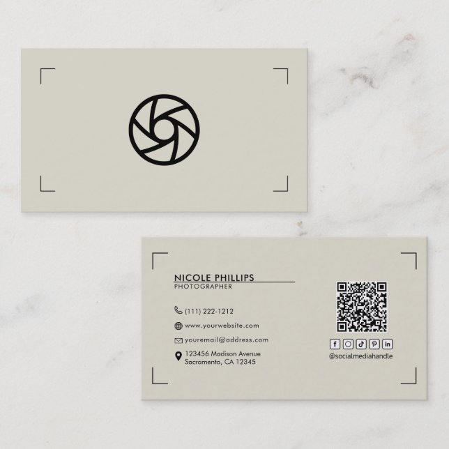 Beige Bilder-Logo-Fotobücher Moderne Visitenkarte (Vorne/Hinten)