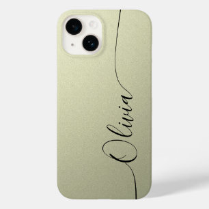 Beige Black Elegant Calligraphy Script Name Case-Mate iPhone 14 Hülle