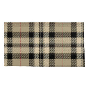 Beige Black Kariert Pair King Kissenbezug