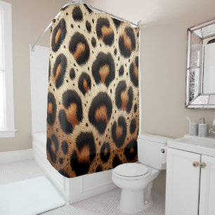 Beige & Black Leopard Fell-Tierdruck-Punkte Duschvorhang