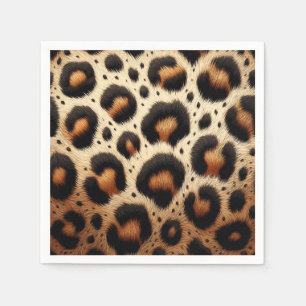 Beige & Black Leopardenfell-Tierdruck-Punkte Serviette