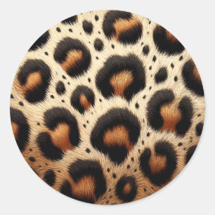 Beige & Black Leopardenfell-Tierdruckpunkte Runder Aufkleber
