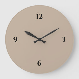 Beige & Black Minimalist Large Clock Große Wanduhr