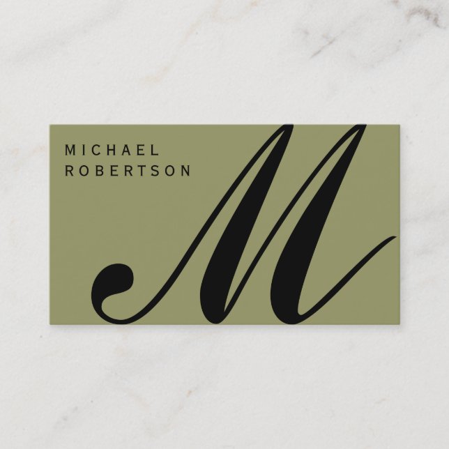 Beige Black Monogram Minimal Business Card Visitenkarte (Vorderseite)