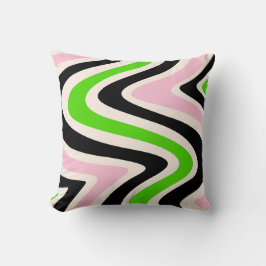 Beige Black Pink Green Abstract Swirl Kissen