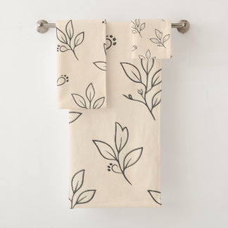 Beige-Blatt-Badehandtücher-Set Badhandtuch Set
