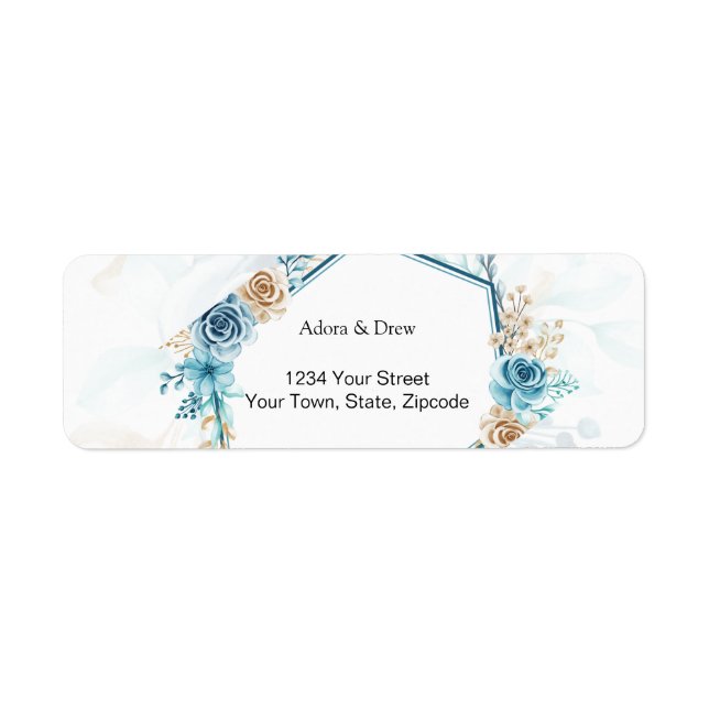 Beige Blau Elegante Florale Hochzeit (Vorne)