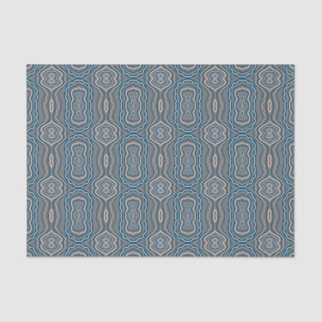 Beige blau-graue Muster Seidenpapier (Vorderseite)