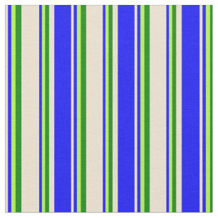 Beige, blau, hellgrün und grüne Linien Stoff