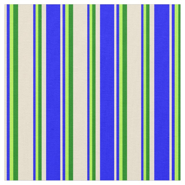 Beige, blau, hellgrün und grüne Linien Stoff (Nahaufnahme)