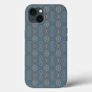 Beige Blau Und Grau Alternierendes Musterdesign iPhone 13 Hülle