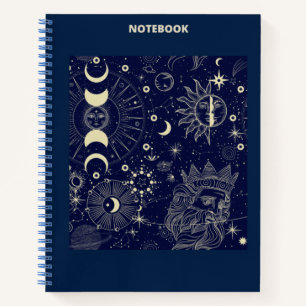 BEIGE & BLAUE ASTROLOGIE/ASTRONOMIE THEMED NOTEBOO NOTIZBUCH